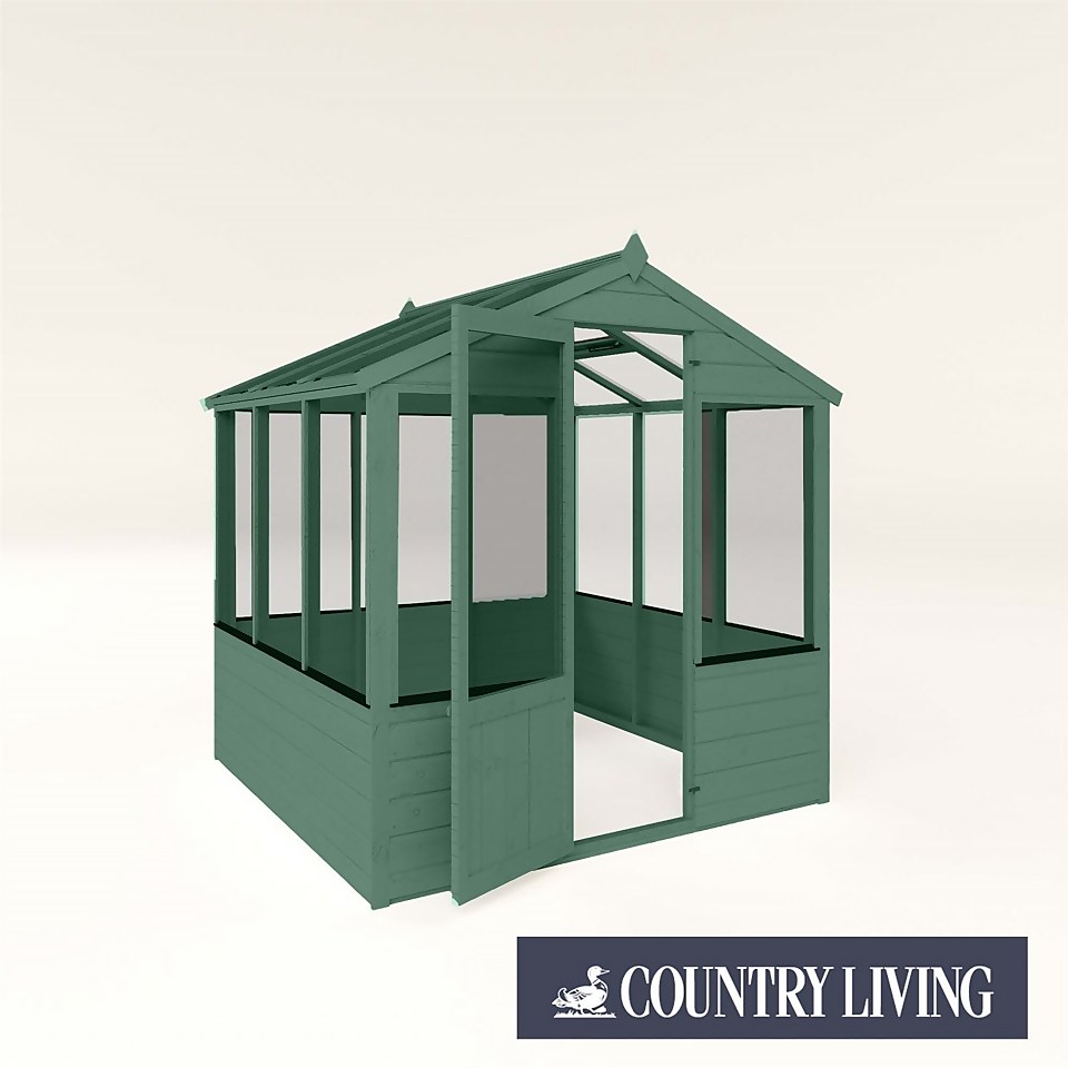 Country Living Kelham 6 x 6ft Traditional Greenhouse Painted + Installation - Aurora Green