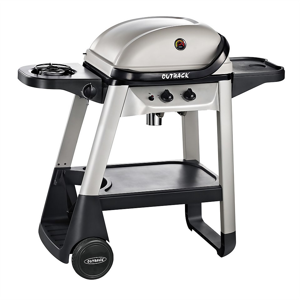 Outback Excel 2 Burner Gas BBQ - Silver & Black