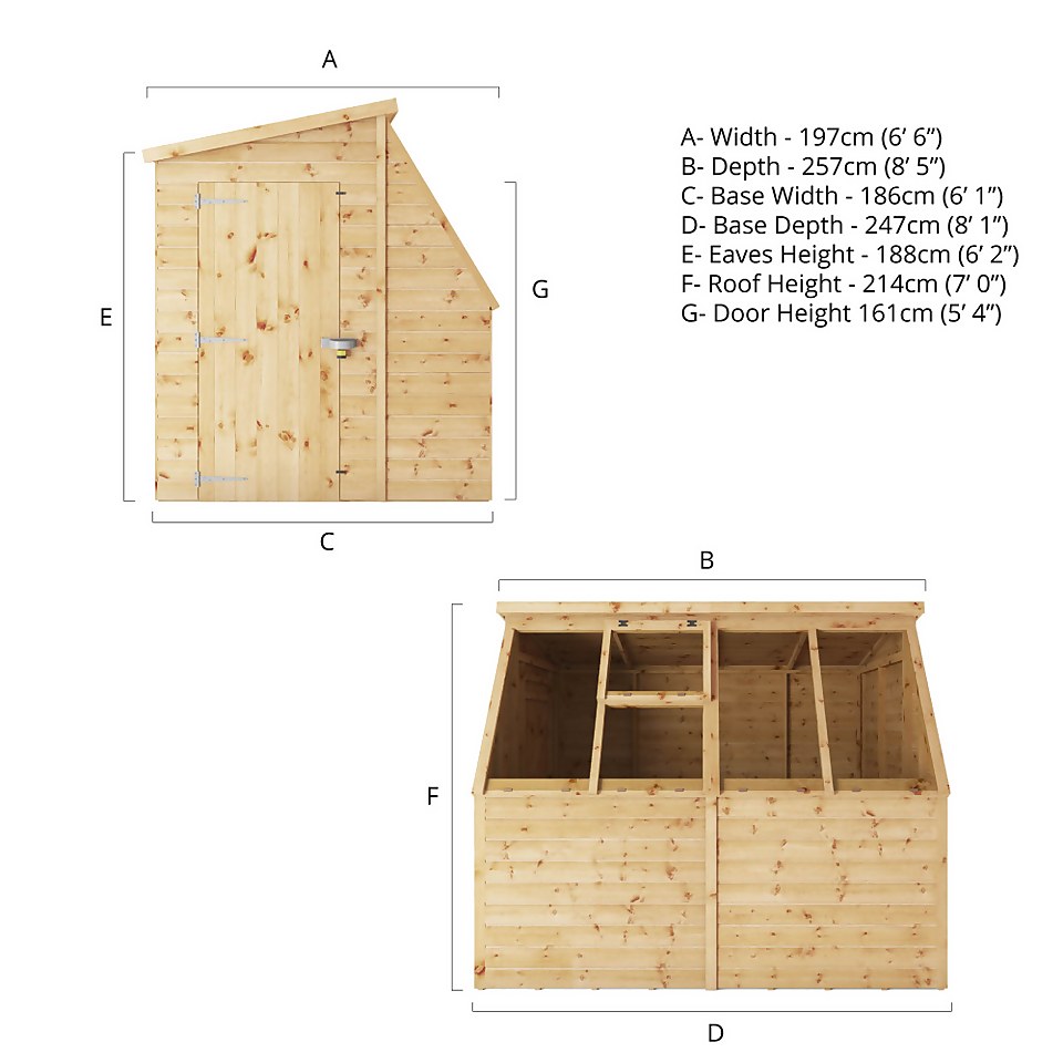 Country Living Caythorpe 8 x 6 Premium Potting Shed Painted + Installation - Aurora Green