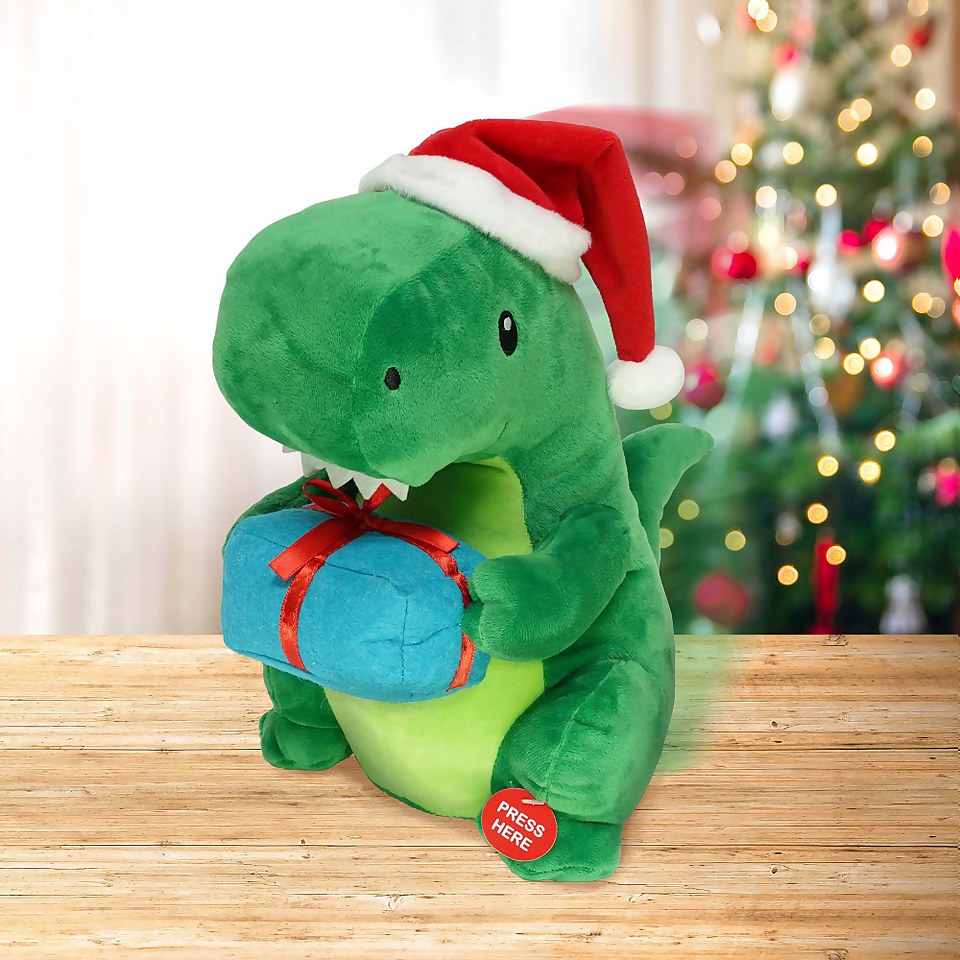 Animated Walking Dinosaur Christmas Musical Motion Plush Battery Operated Homebase
