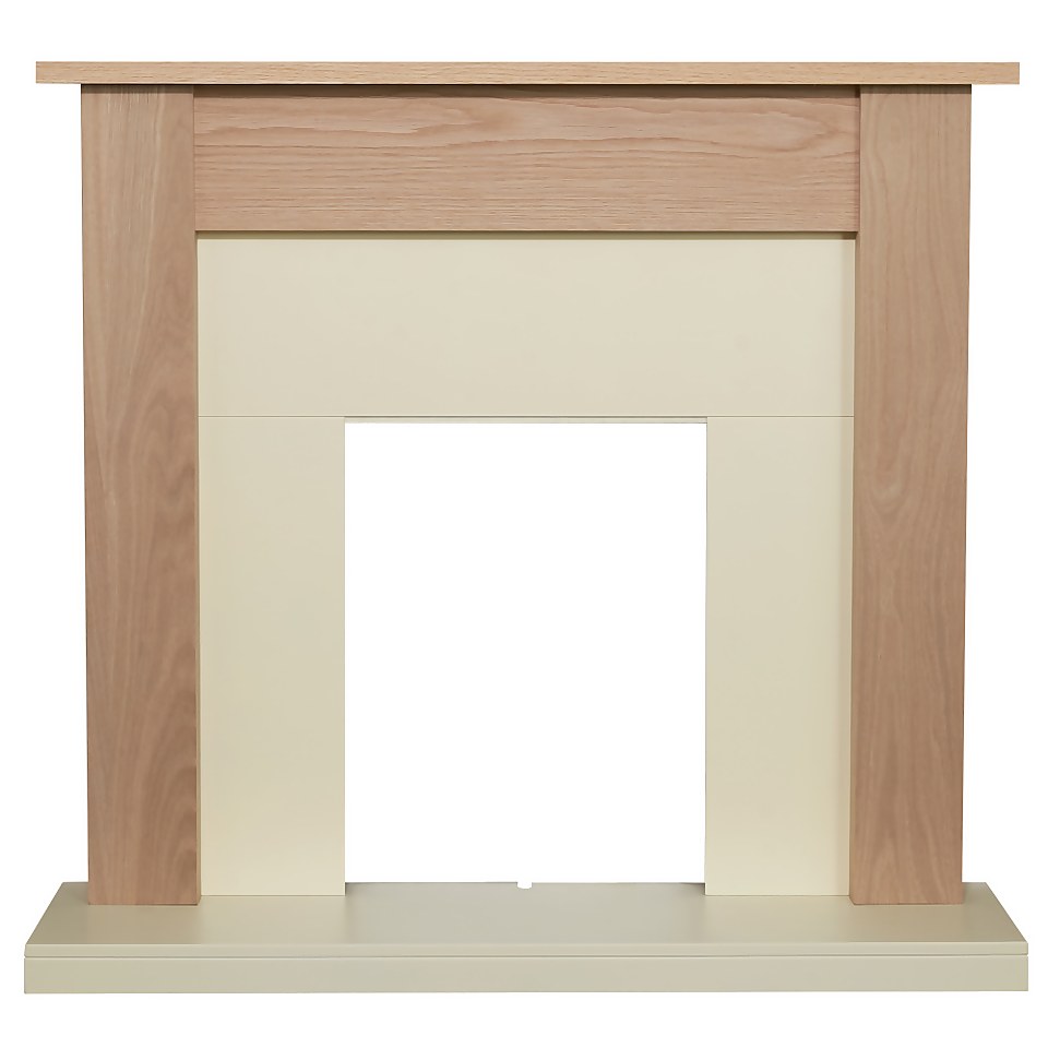 Adam Southwold Fireplace Surround with Flat to Wall Fitting - Oak & Cream
