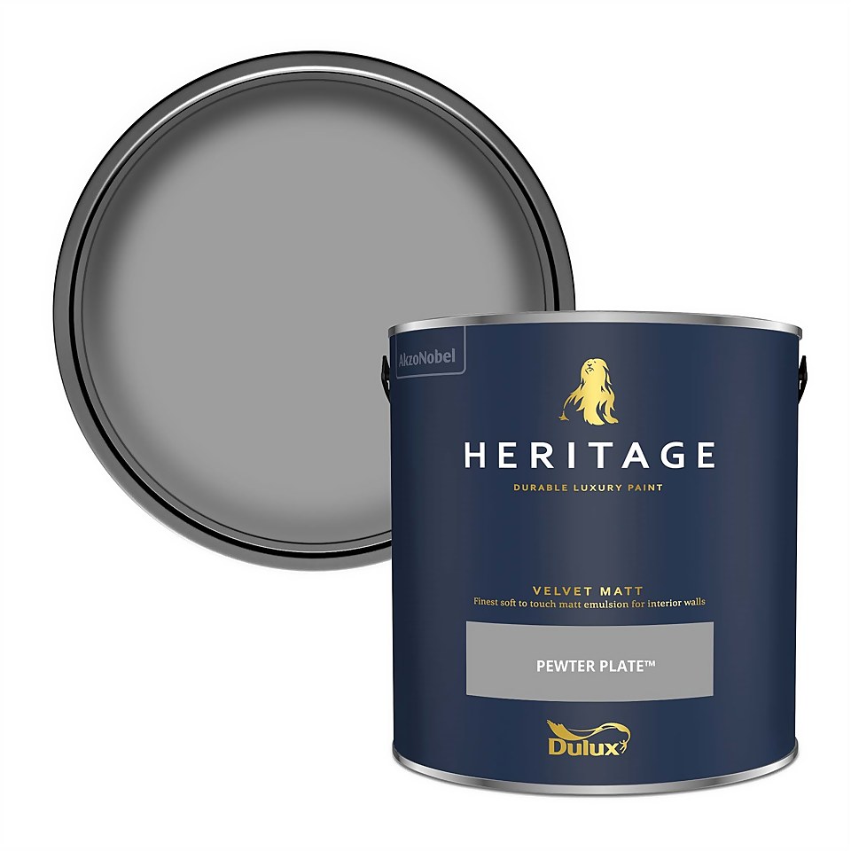 Dulux Heritage Matt Emulsion Paint Pewter Plate - 2.5L