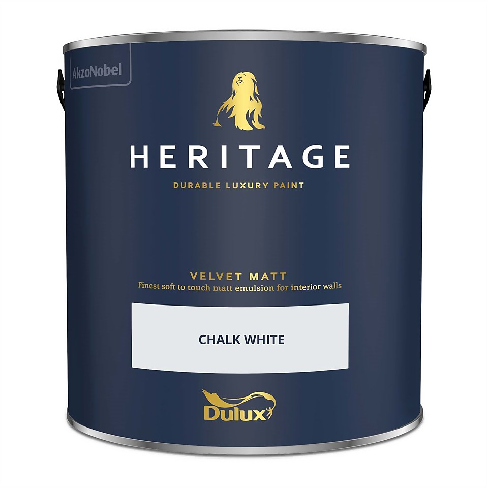 Dulux Heritage Matt Emulsion Paint Chalk White - 2.5L