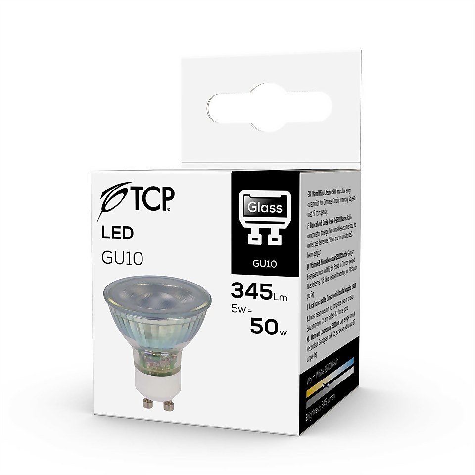 TCP Lightbulbs LED Glass Gu10 345Lm Warm