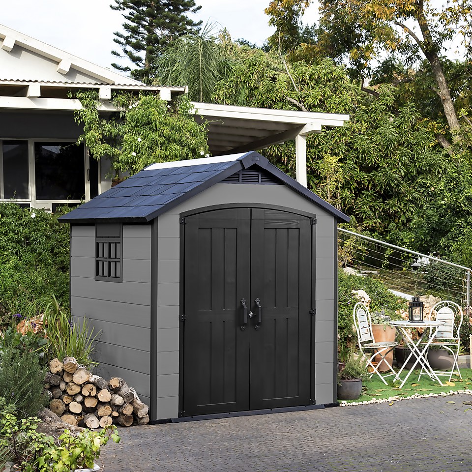 Keter Premier 7 x 7ft Outdoor Garden Apex Storage Shed - Grey