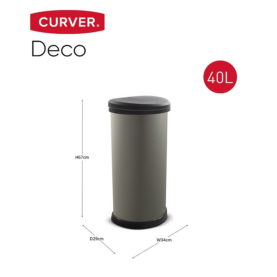 Curver 40L Deco Bin - Textured Grey
