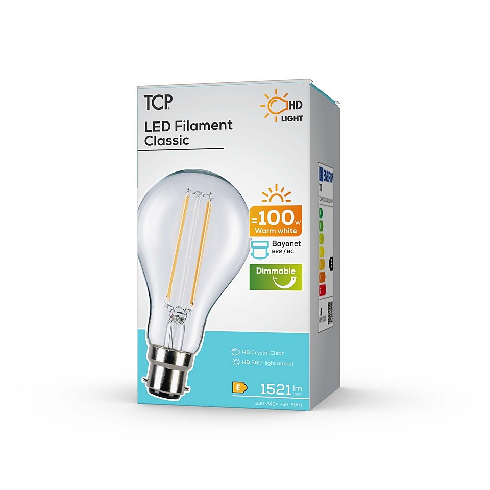 TCP Lightbulbs Filament Classic 2000lm BC Warm