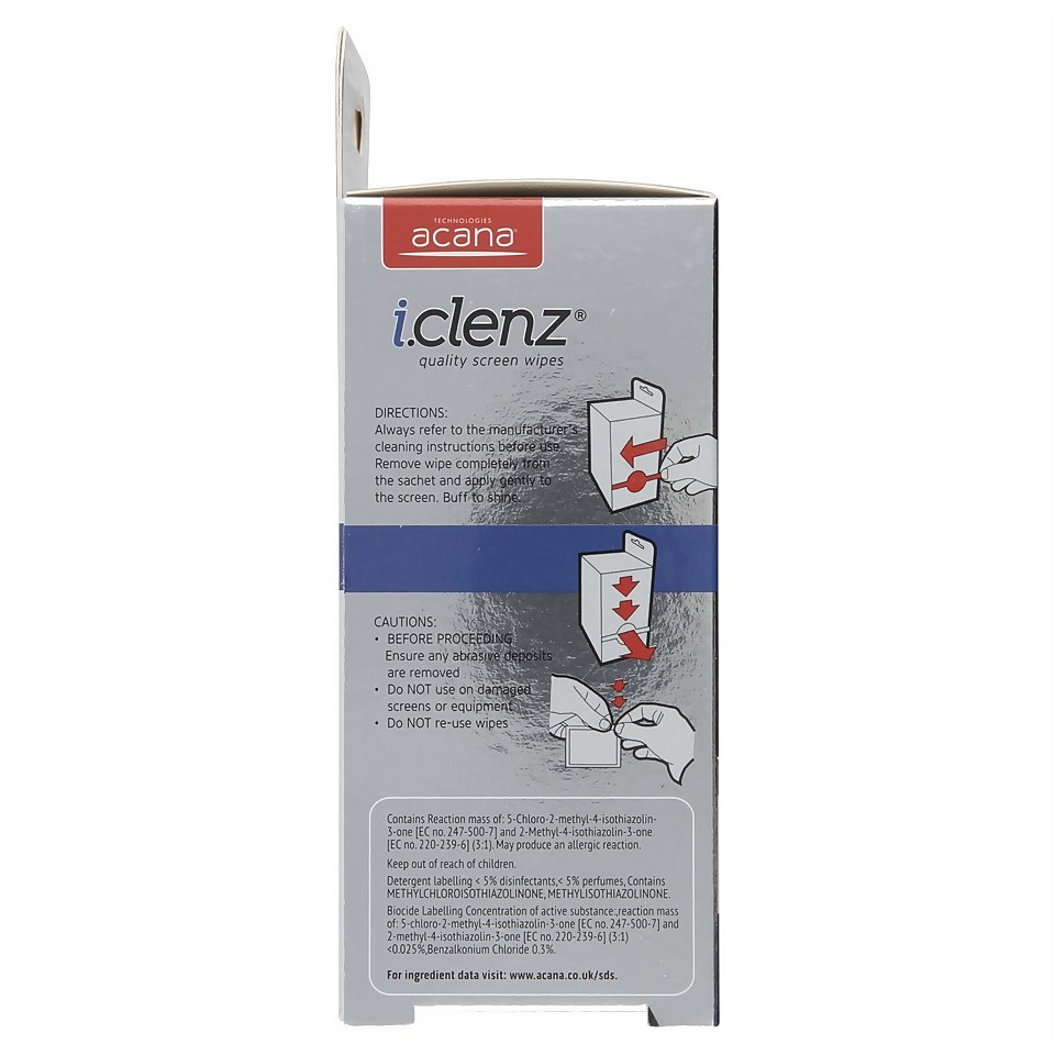 Acana Iclenz Anti-Bacterial Screen Wipes - 30 Pack