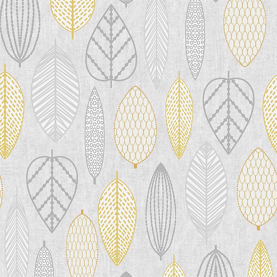 Superfresco Easy Scandi Leaf Yellow Wallpaper