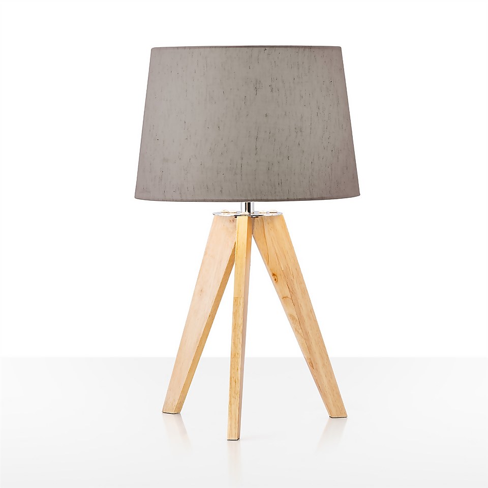 Poppy Table Lamp With Grey Shade