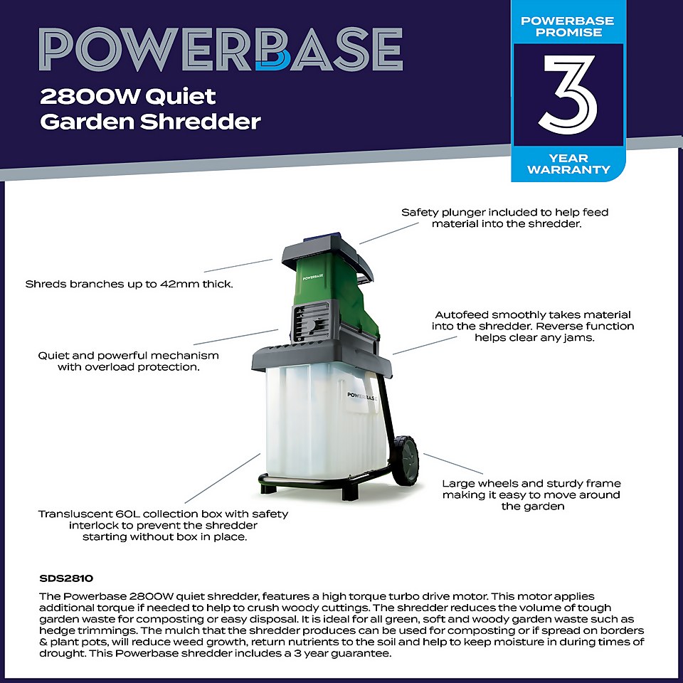 Powerbase 2800W Quiet Shredder