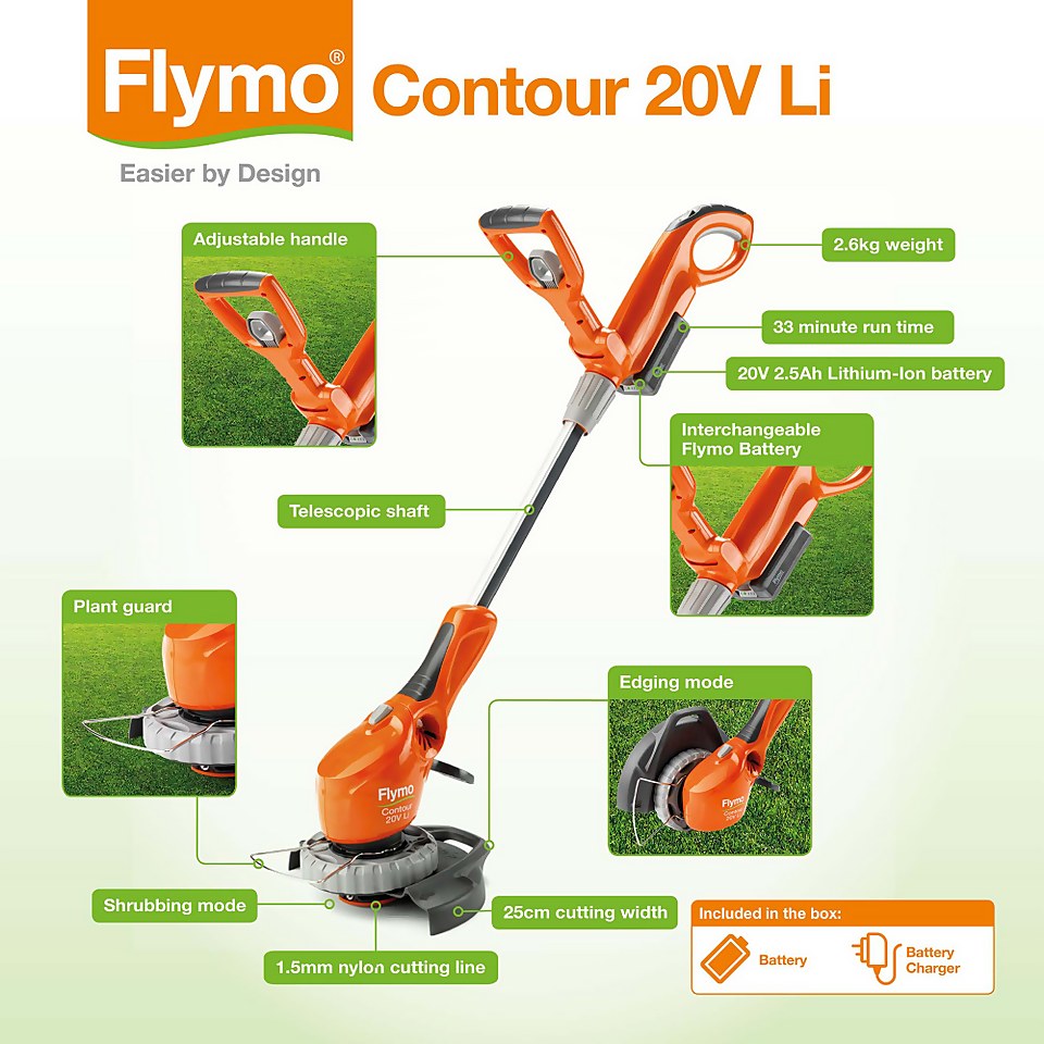 Flymo Contour 20V Li Cordless Grass Trimmer