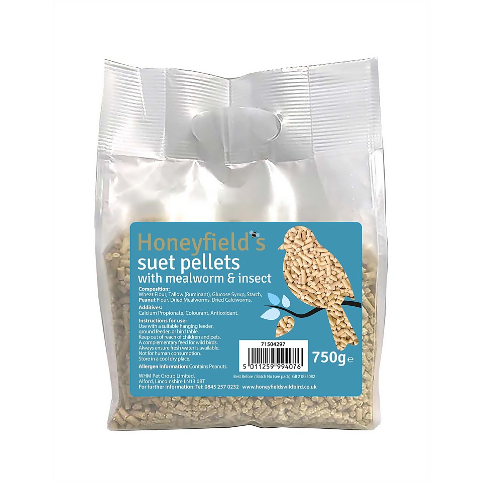 Honeyfield's Suet Pellets with Mealworm & Insect Wild Bird Treat - 750g