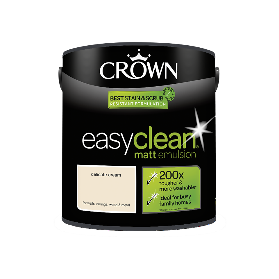 Crown Easyclean 200 Delicate Cream Matt Paint - 2.5L