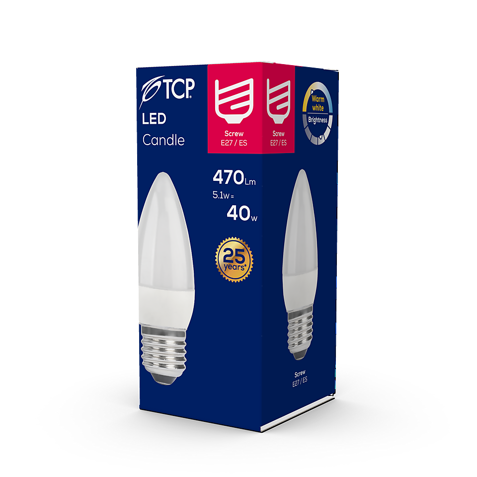TCP LED Candle 40W ES Warm Light Bulb