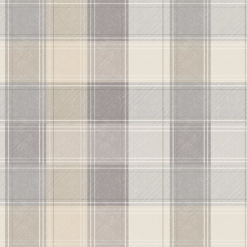 Arthouse Country Check Tartan Smooth Grey and Yellow Wallpaper