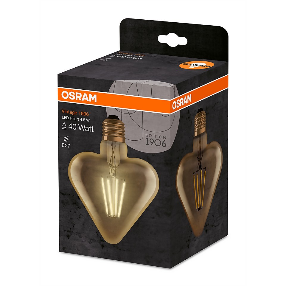 Osram 1906 LED Heart Vintage Gold 40W ES Light Bulb