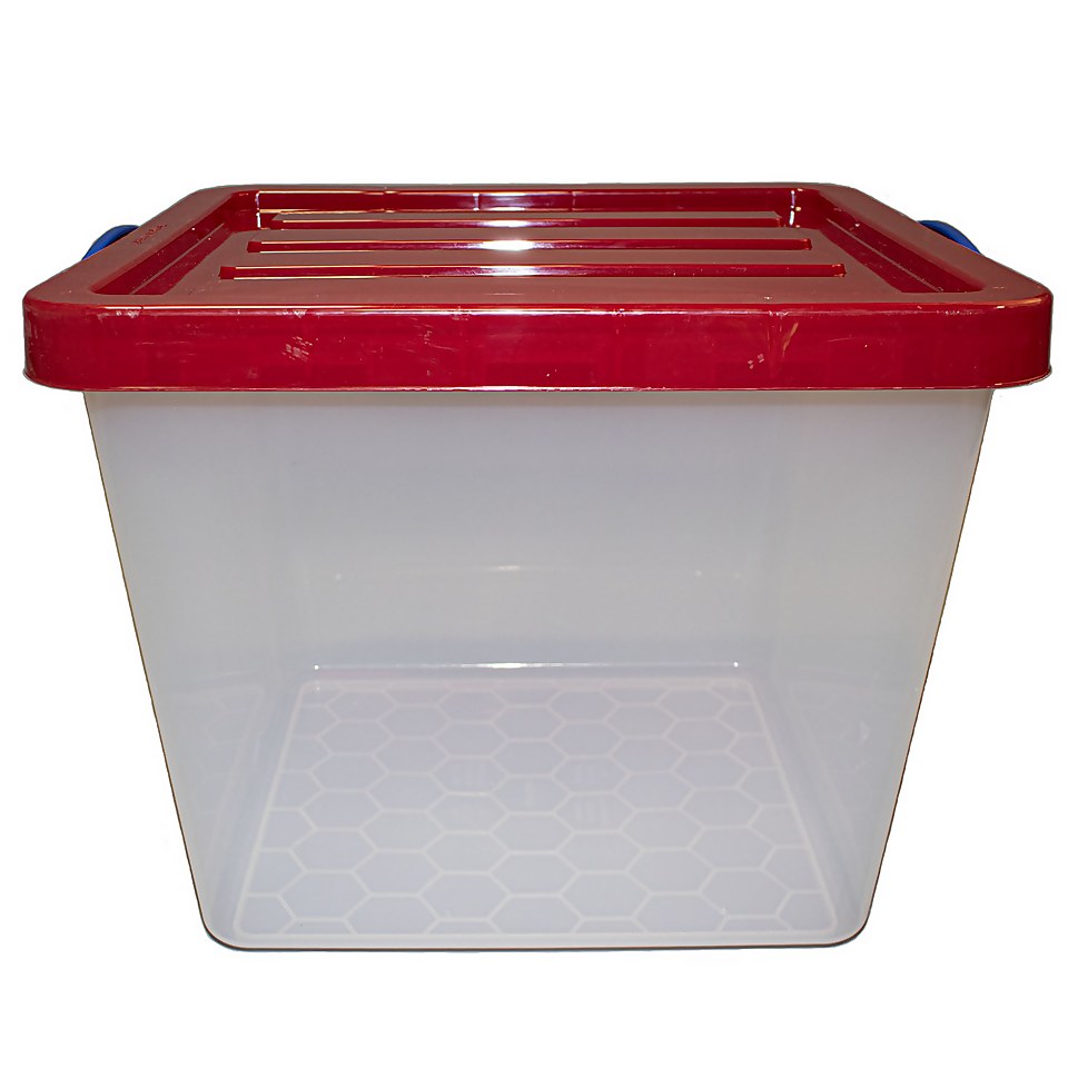 Really Useful Storage Box - 60L - Clear with Red Lid