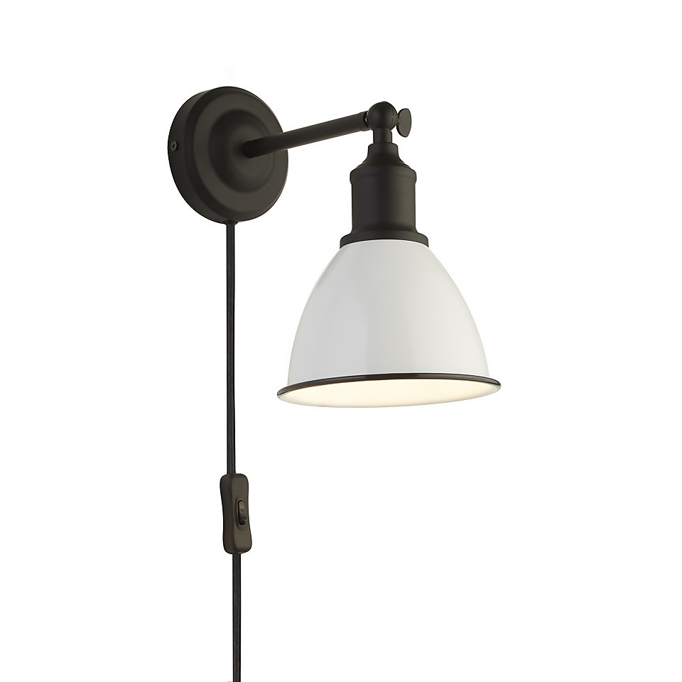 Country Living Farmhouse Plug In Wall Light - White