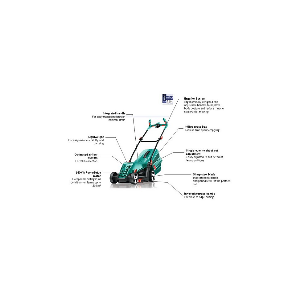 Bosch rotak 1400w 37cm rotary lawn mower discount