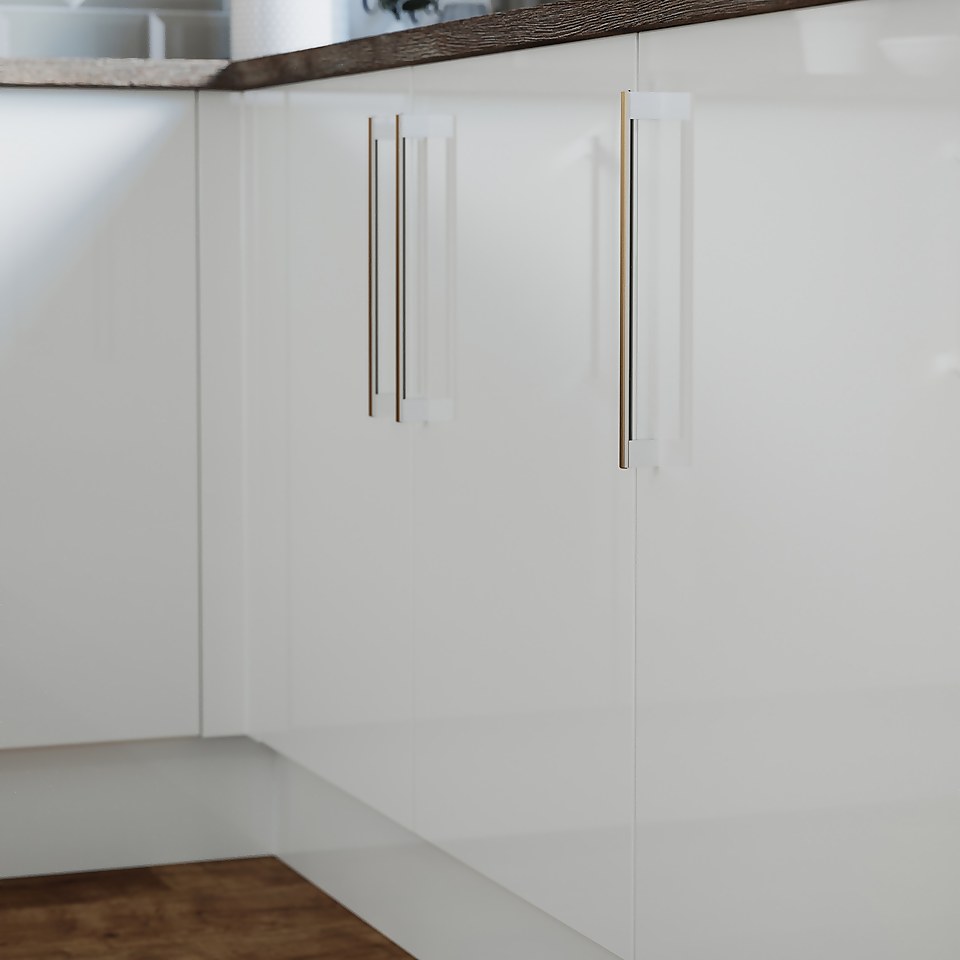 High Gloss/Modern Slab/Handleless Kitchen Corner Post (W)62.5mm - Gloss White