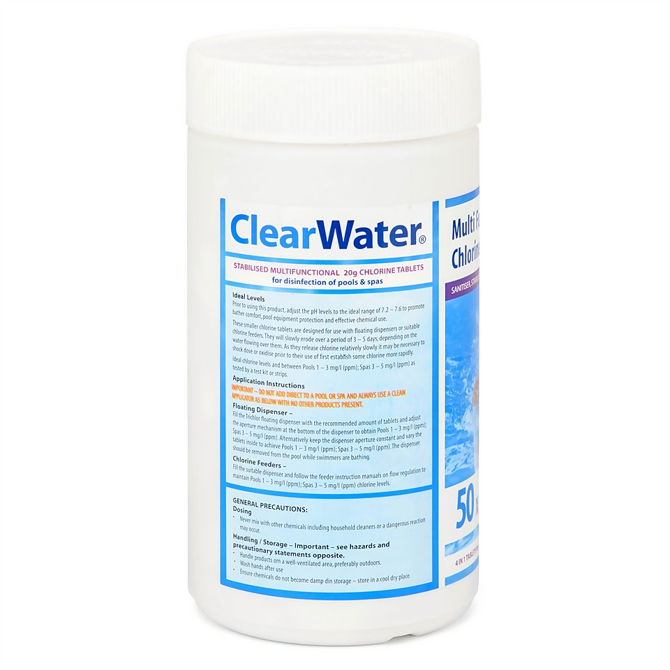 ClearWater Multi Function 4-in-1 Chlorine Tablets - 1kg (20g Tablets)