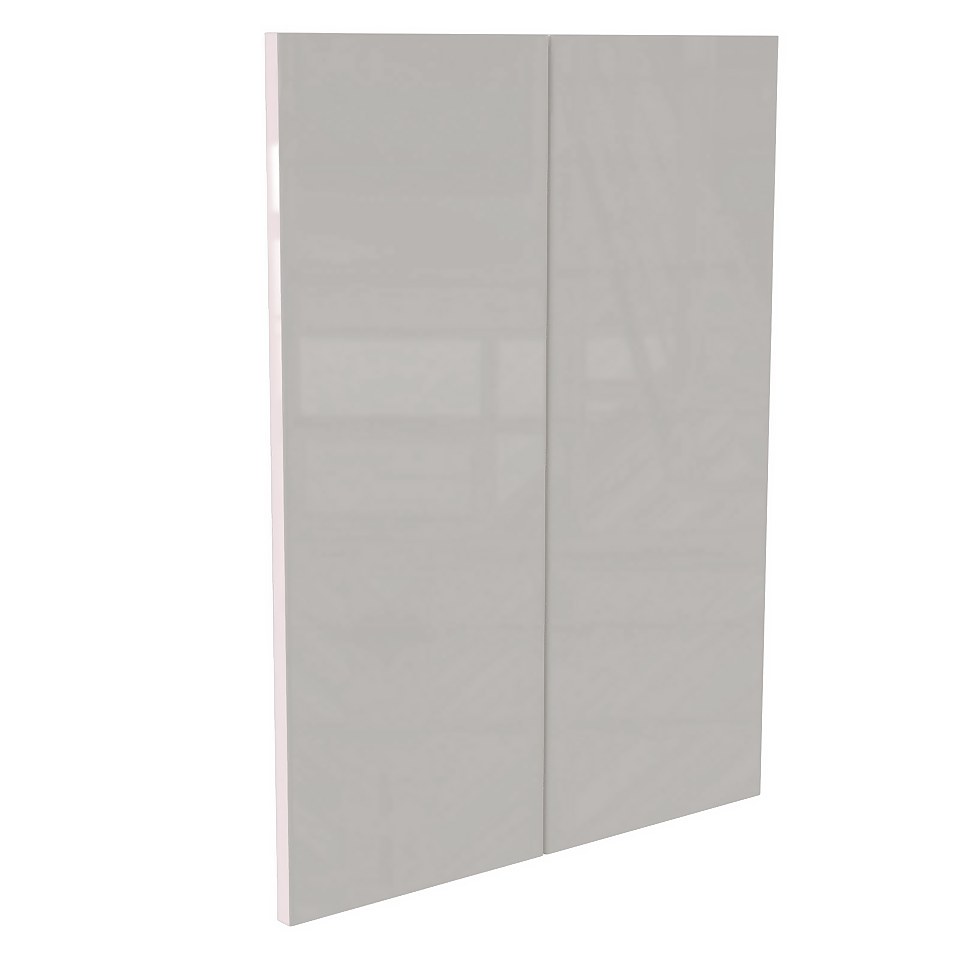 Modern Slab Kitchen Cabinet Door (Pair) (W)275mm - Gloss Grey