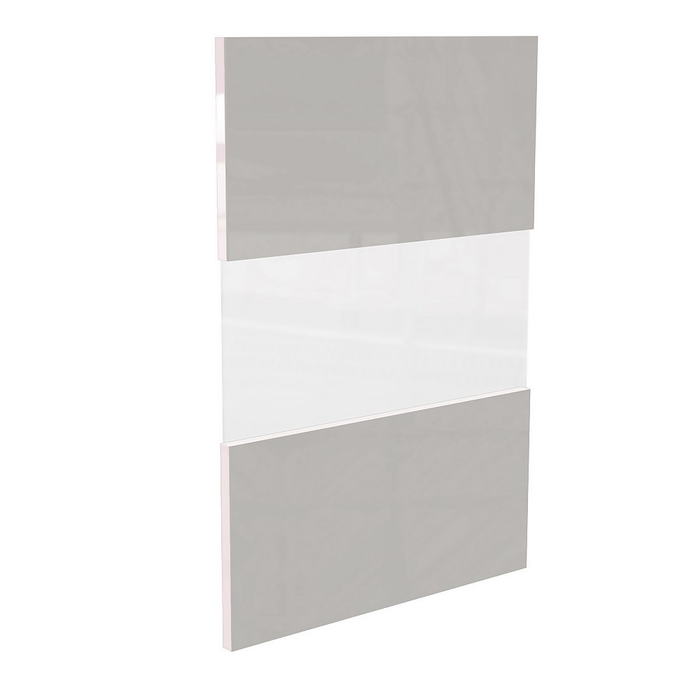 Modern Slab Glass Kitchen Door (W)497mm Gloss Grey Homebase