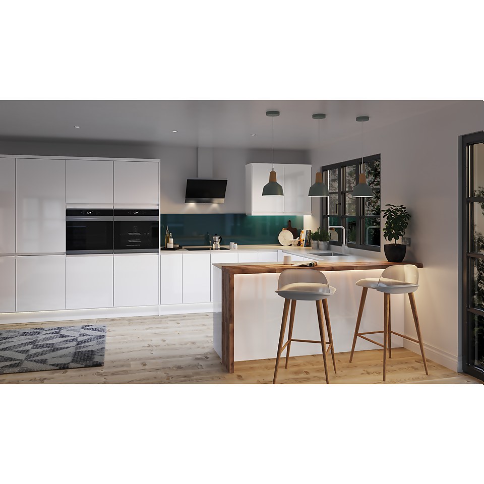 Handleless Kitchen Cabinet Door (Pair) (W)275mm - Gloss White