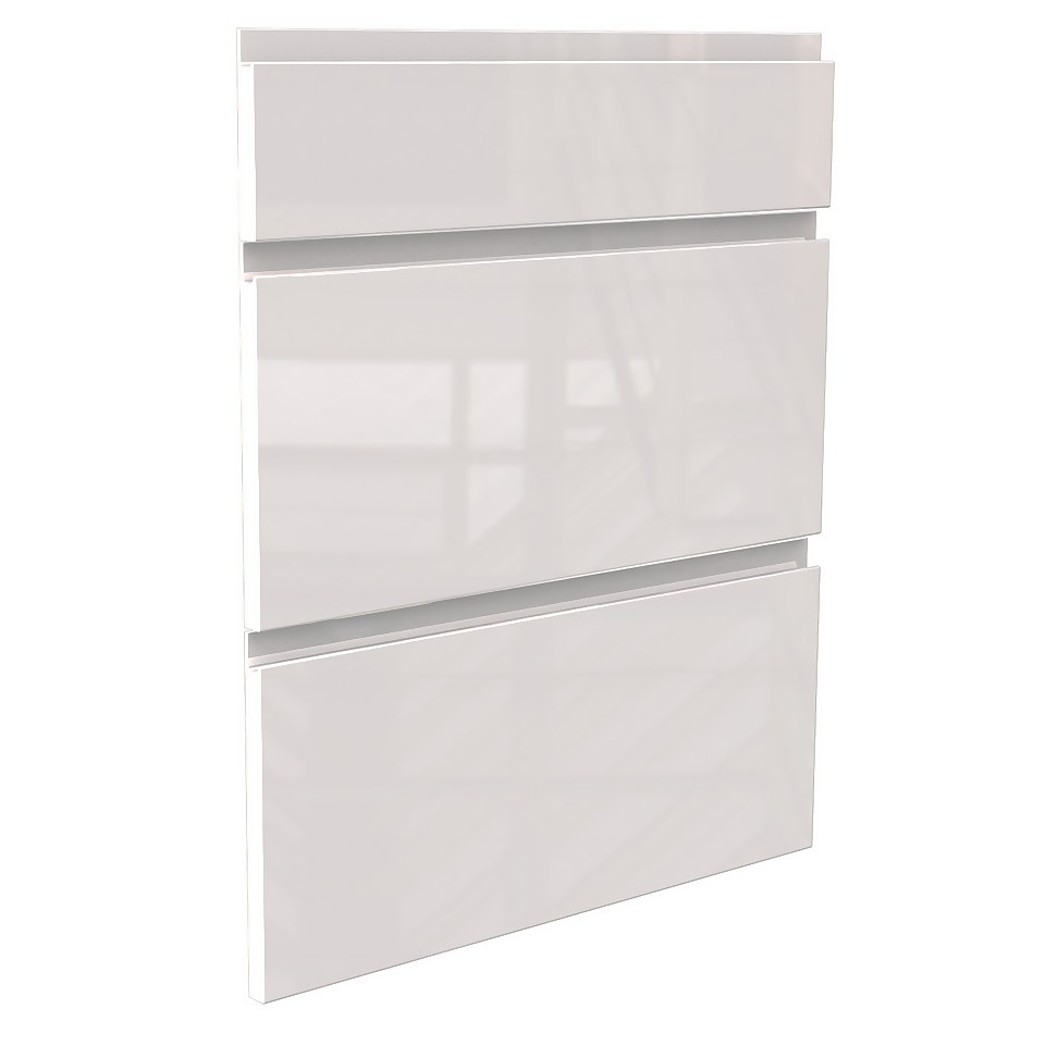 Handleless Kitchen 3 Drawer fronts (W)497mm - Gloss White
