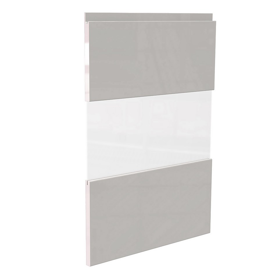 Handleless Glass Kitchen Cabinet Door (W)497mm - Gloss Grey