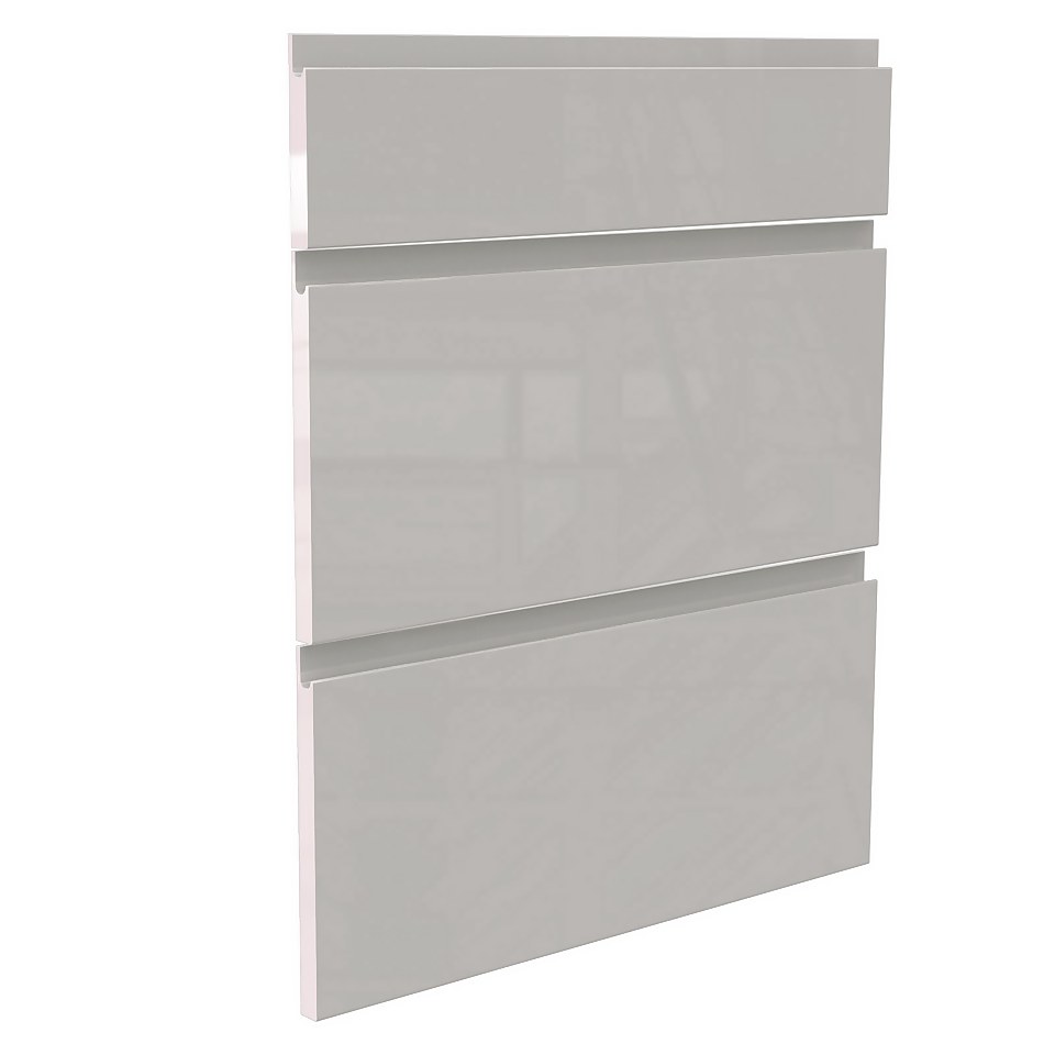 Handleless Kitchen 3 Drawer fronts (W)597mm - Gloss Grey