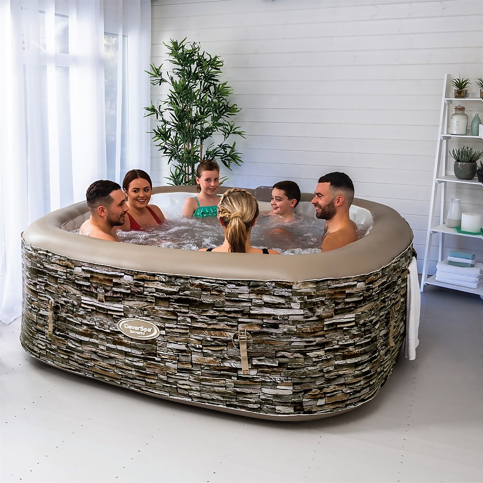 CleverSpa Sorrento 6 Person Square Hot Tub with LED Lights