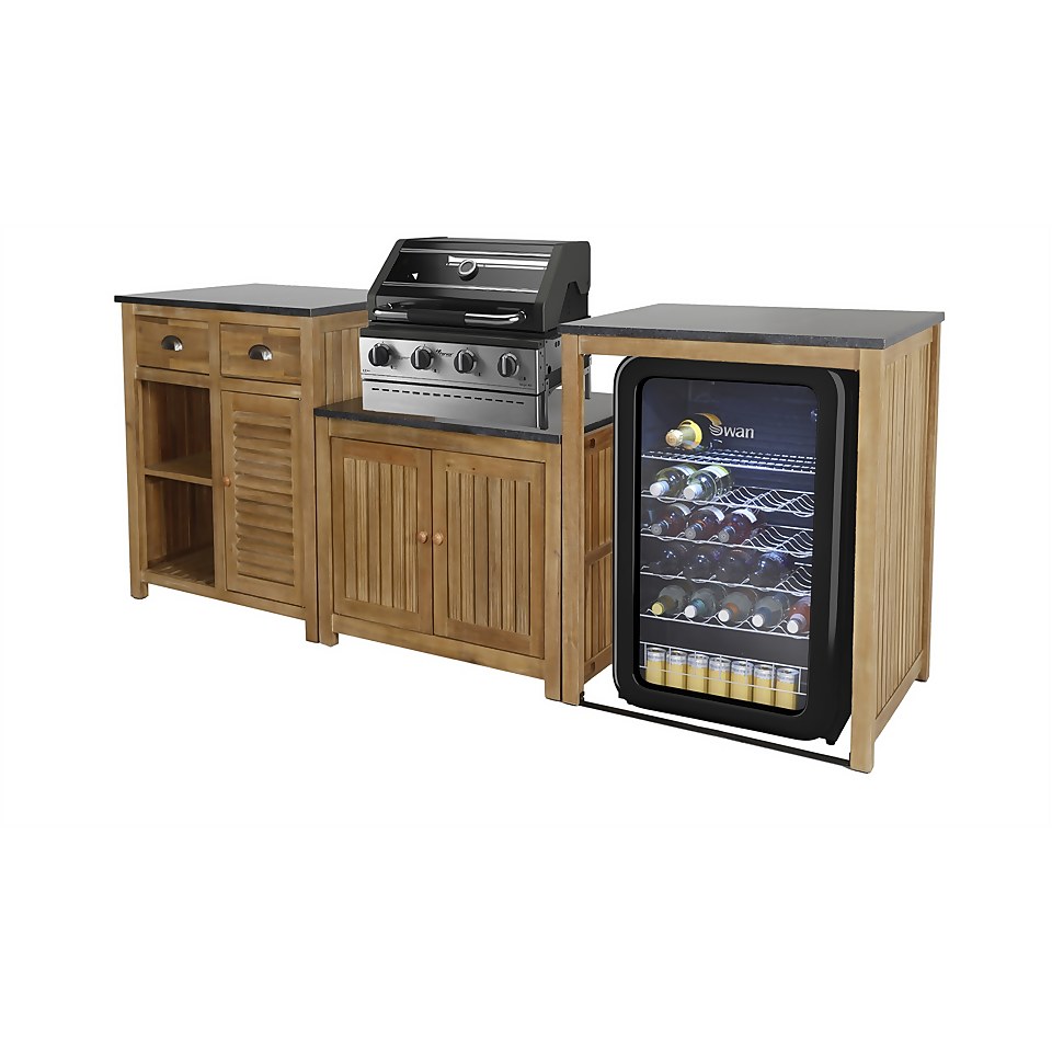 Hartington Wooden BBQ Outdoor Kitchen - Fridge Cabinet