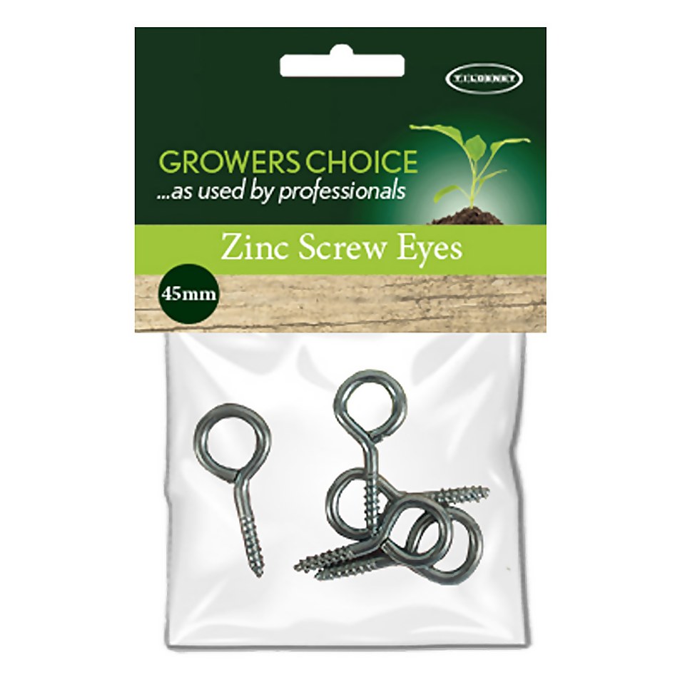 45mm Zinc Screw Eyes - 5 Pack