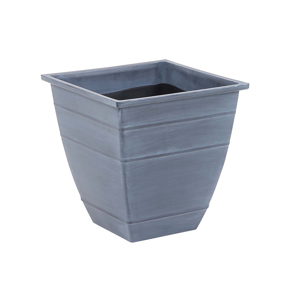 Georgian Metallic Grey Lead Square Pot - 35cm