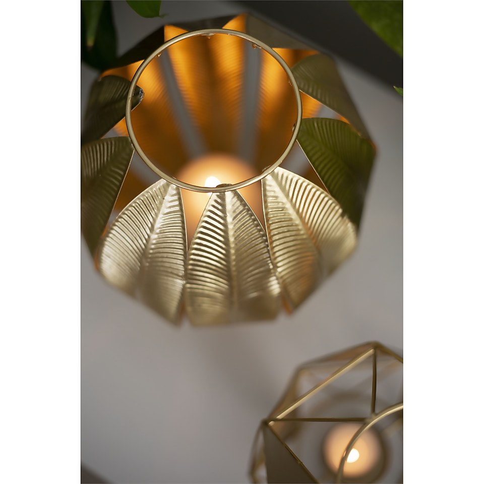 Gold Art Deco Leaf Garden Lantern
