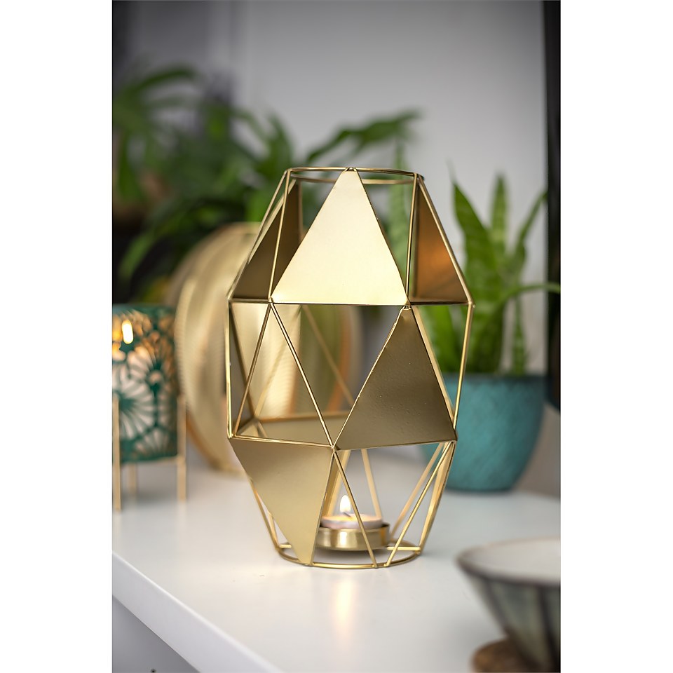 Gold Art Deco Geometric Garden Lantern