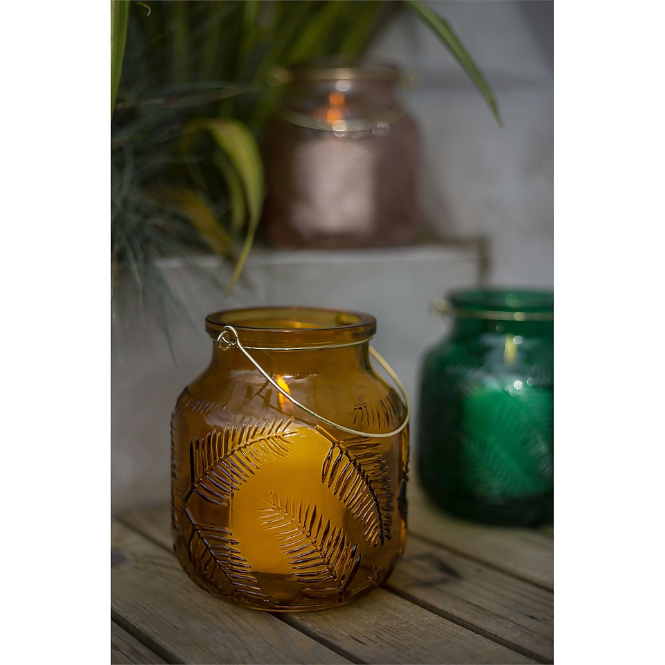 Lifestyle Yellow Glass Garden Lantern