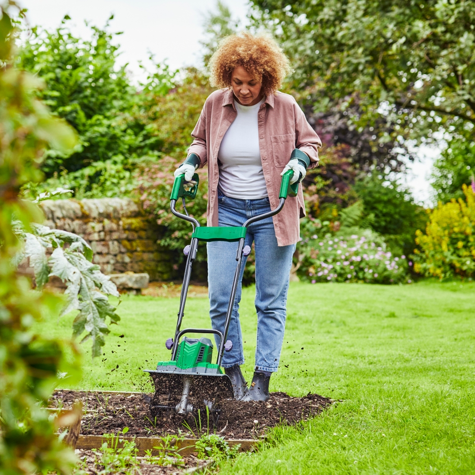 Hand held garden rotavator online