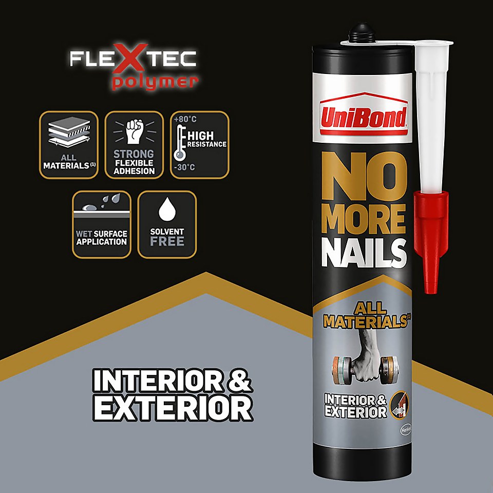 UniBond No More Nails All Materials Interior& Exterior Grab Adhesive Cartridge 390g