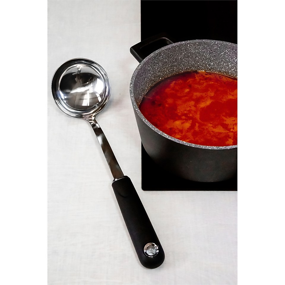 MasterClass Soup Ladle with Soft Grip Handle, Stainless Steel