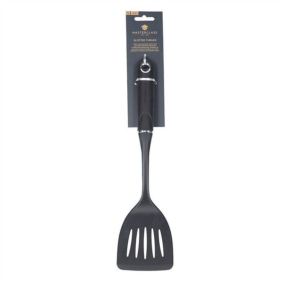 MasterClass Fish Slice / Slotted Turner with Soft Grip Handle, Non Stick Safe Nylon