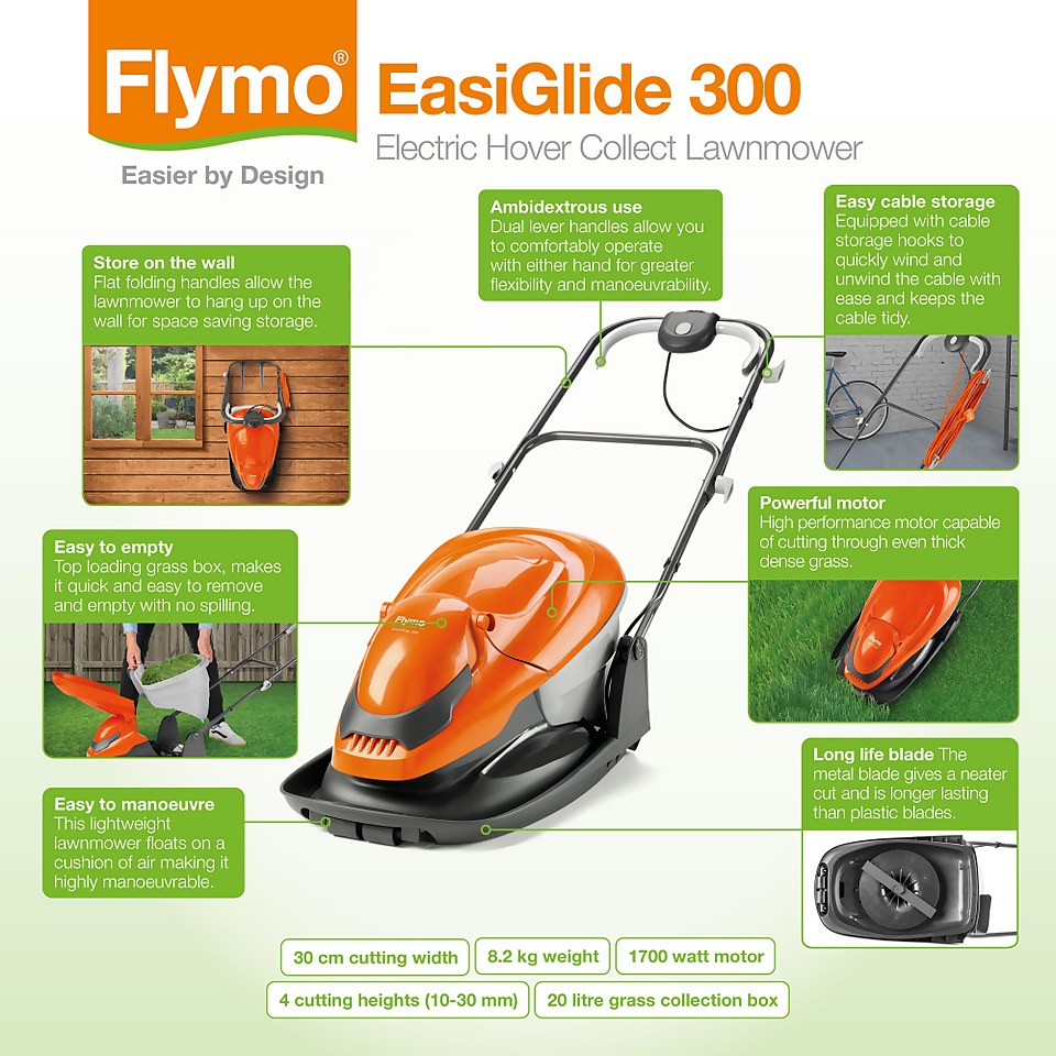 Flymo EasiGlide 300 Corded Hover Collect Lawnmower - 1700W