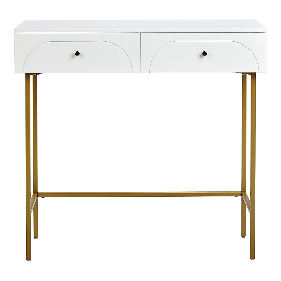 House Beautiful Taylor 2 Drawer Console Desk - White