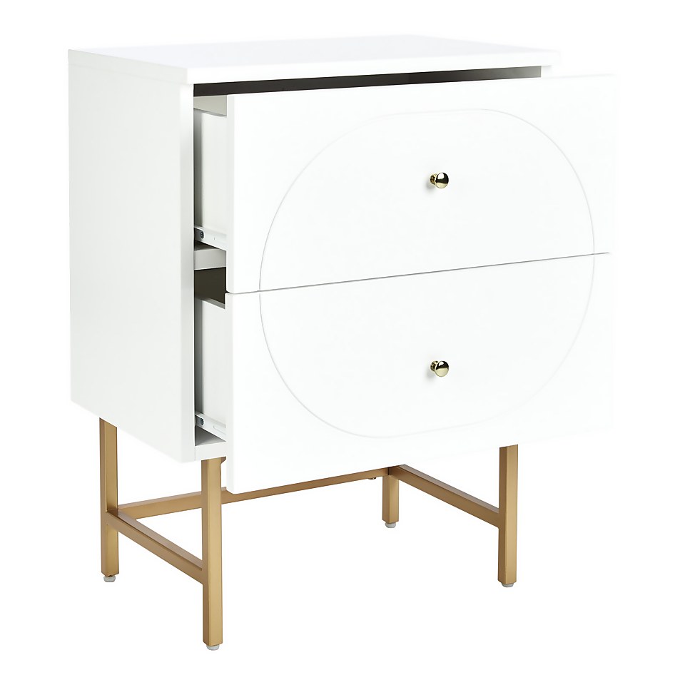 House Beautiful Taylor 2 Drawer Bedside Table - White