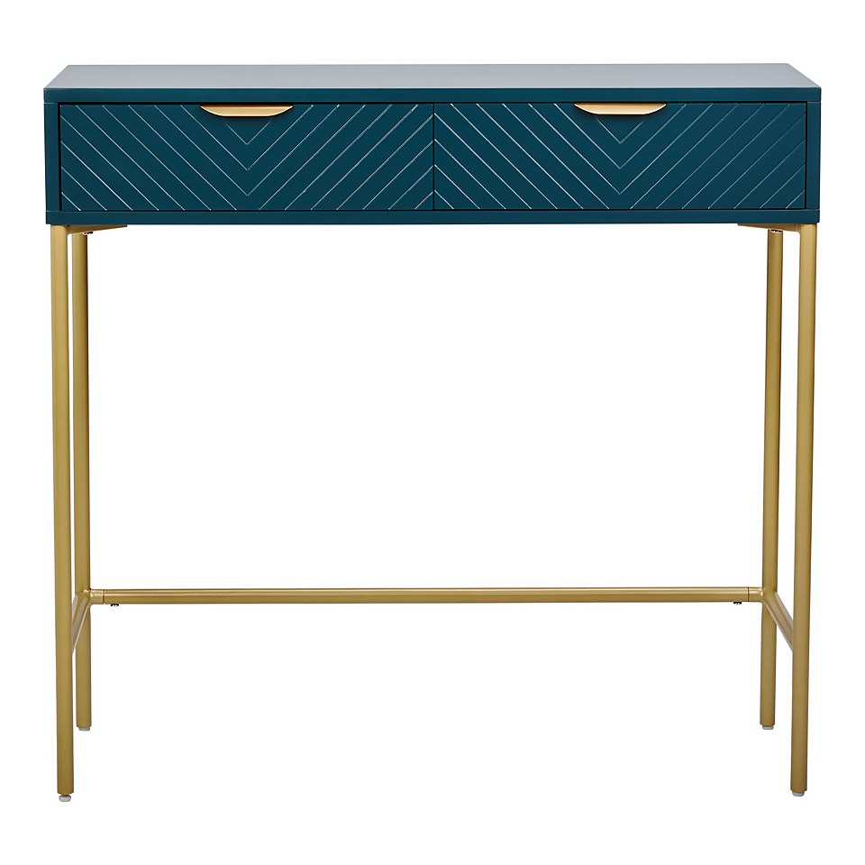 House Beautiful Trixie 2 Drawer Console Desk - Blue