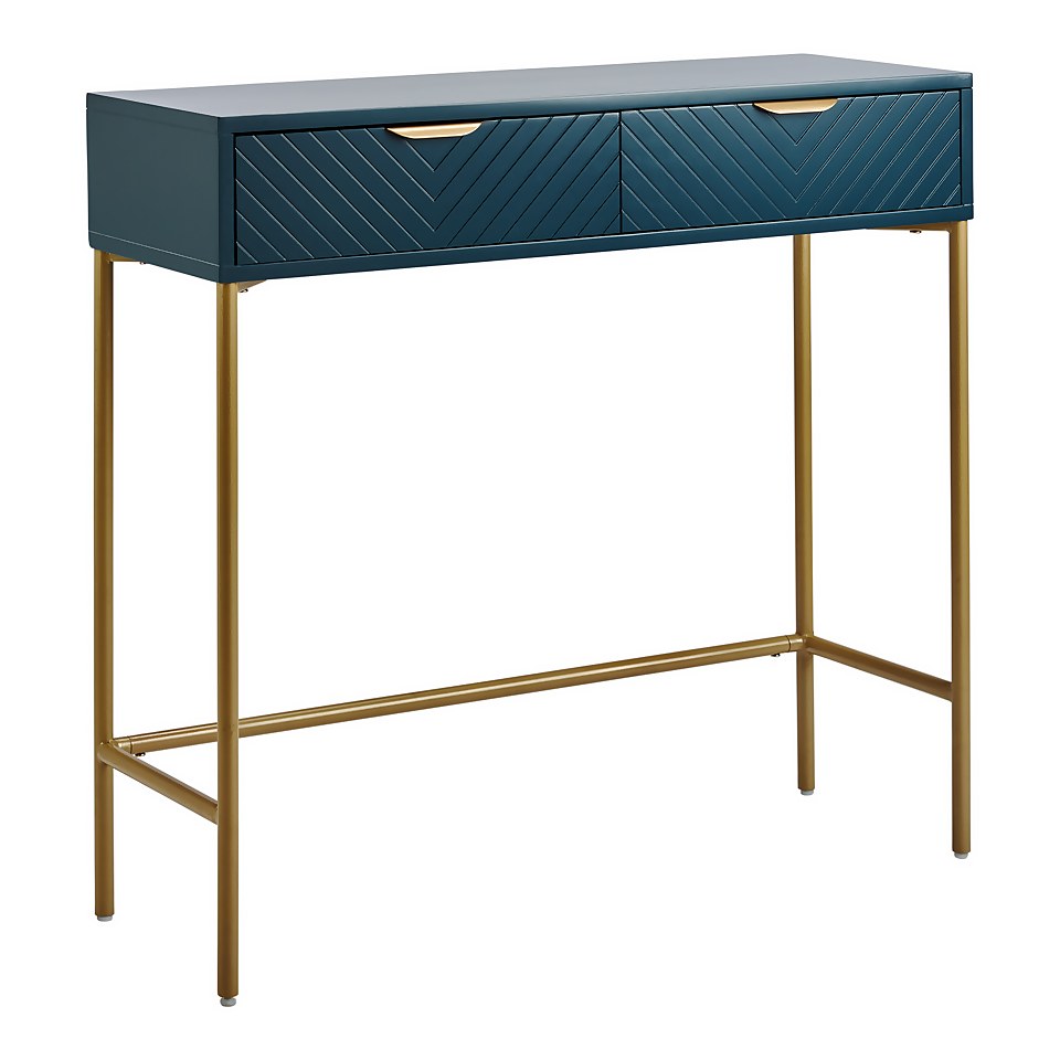 House Beautiful Trixie 2 Drawer Console Desk - Blue