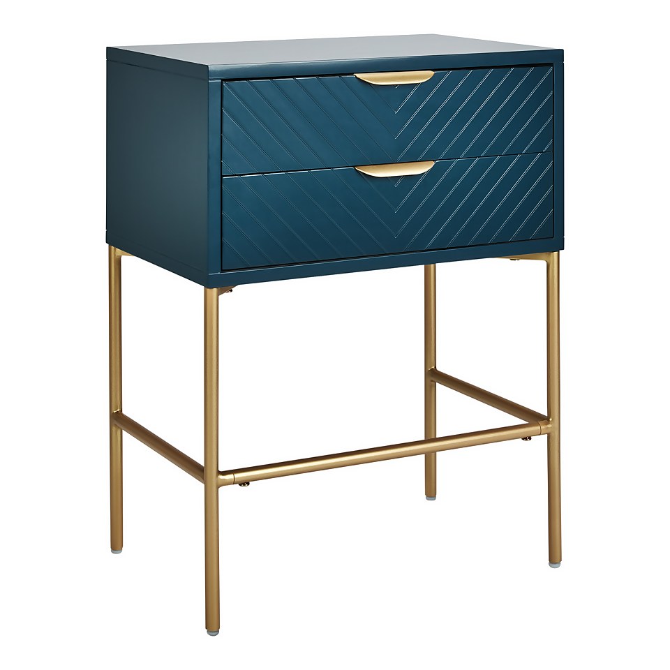 House Beautiful Trixie 2 Drawer Bedside Table - Blue