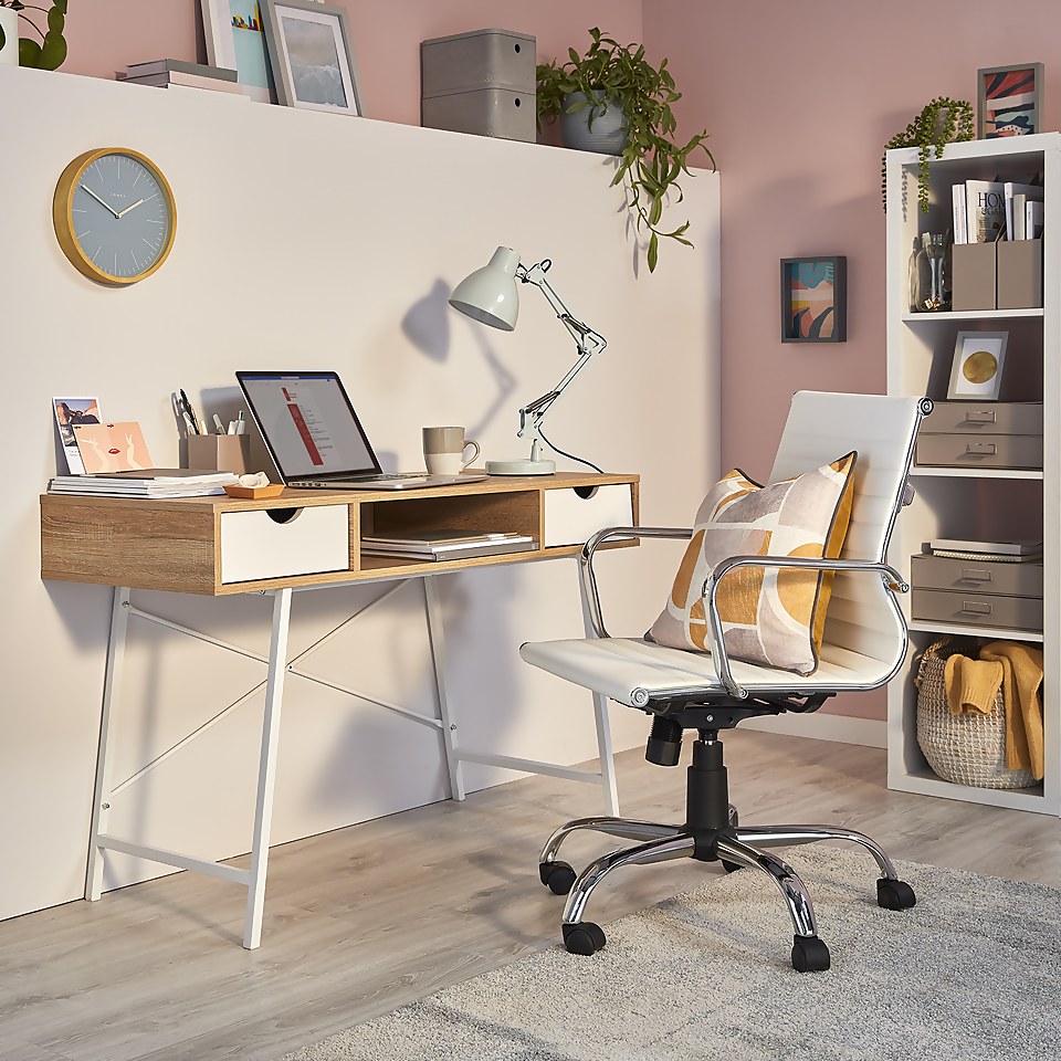 Donna Desk with White Drawers